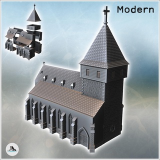 church bastogne normandy france - modern ww2 ww1 world war diaroma wargaming rpg mini hobby building architecture tabletop miniatures scenery wargame game terrain accessories west two contempory flames yankee walking crisis bolt 3d print model - Mito3D