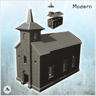 church notre-dame foy ardennes belgium - world war two second wwii western campaign usa uk germany building architecture tabletop miniatures scenery wargame game terrain house accessories ww2 flames battle allies axis action bulge normandy market garden 3d print model - Mito3D