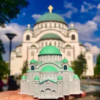 Kirche st sava Serbien Architektur Gebäude Christian Tempel europäisch Monument Miniatur Europa orthodox Dom Wahrzeichen Basilika Belgrad serbisch 3d print model - Mito3D