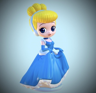 cinderella q posket Cinderela Disney postquet funko boneca fofa legais Ariel Mulan aurora dormindo beleza princesas Princesa 3d print model - Mito3D