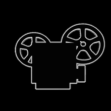 cinema film logo arte grafico pellicola proiettore angolo elettronica testo png 3d print model - Mito3D