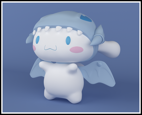 cinnamoroll blau augen weiß drachen yugioh 3d print model - Mito3D