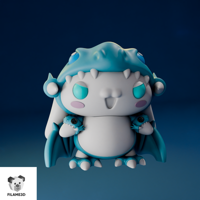 cinnamoroll fusion dragon art blue arttoys yugi yu-gi-oh cartas kitty blueeye toy miniature 3d print model - Mito3D