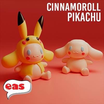 cinnamoroll two designs pikachu normal yi gi oh diseños de descarag dos art toys fan cinamorol 3d print model - Mito3D