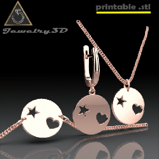 circle star heart bijoux boucle d'oreille bracelete pendentif 3d print model - Mito3D