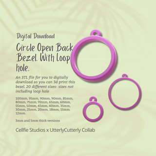 circle 1 open back bezel stl file - digital download -20 sizes- necklace earring keyring modern design bezels pendants resin 3d print model - Mito3D