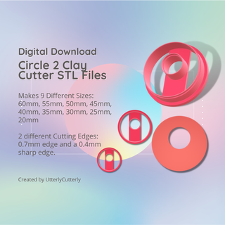 circle 2 clay cutter - donut geometric stl digital file download- 9 sizes versions cookie earring polymer embossed hexagon utterlycutterly utterly cutterly fondant organic shape indie fashion 3d print model - Mito3D