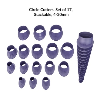cercle coupeurs 4 20mm 1mm incréments étiquette Mots clés empilable espace rangement 3d print model - Mito3D