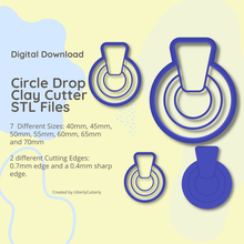 circle drop clay cutter - arc stl digital file download- 7 sizes 2 versions 3d print model - Mito3D