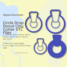 circle drop clay cutter - donut stl digital file download- 7 sizes 2 cutter versions 3d print model - Mito3D