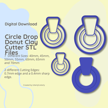 circle drop clay cutter - donut stl digital file download- 7 sizes 2 versions 3d print model - Mito3D