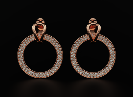 cercle boucles d'oreilles diamants 566 3dprinted conception mode or d'or bijou bijoux impression imprimable prototypage argent 3d print model - Mito3D