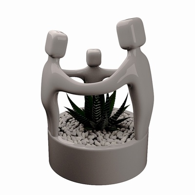 circulo of familia protector escultura 3d diseño unido proteccion cilíndrico plantador impresión hogar casa decoración regalo arte digital 3d print model - Mito3D