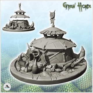 circular chaos building skull statue shield flag 7 - ork green horde fantasy beast demon ogre architecture tabletop miniatures scenery wargame game terrain house accessories orc warrior rings lotr medieval orcus evil savage waaagh grunt 3d print model - Mito3D