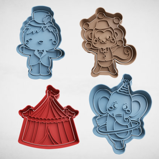 circo conjunto x4 biscoito cortador cortadores stl Bolores macaco elefante 3d print model - Mito3D