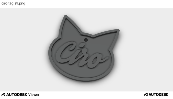 ciro cat tag jewelry 3d print model - Mito3D