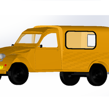 citroen 2cv furgone macchina auto carrello ex padella 3d print model - Mito3D