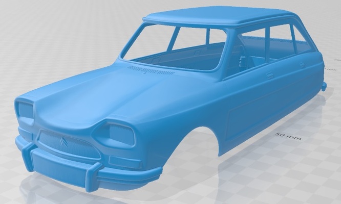 citroen miyim 1969 yazdırılabilir vücut araba oyun yuva ölçülü tamiya rc miniz hobi mikro döküm 3d print model - Mito3D