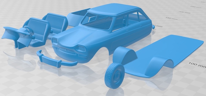 citroen miyim 1969 yazdırılabilir araba oyun yuva ölçülü tamiya rc miniz hobi mikro döküm 3d print model - Mito3D