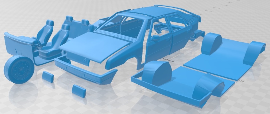 citroen bx 1984 yazdırılabilir araba oyun yuva ölçülü tamiya rc miniz hobi mikro döküm 3d print model - Mito3D