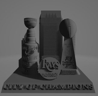 city champions 2- lightning rays buccaneers hockey puck tampa bay stanley cup bucs super bowl liv lombardi trophy champs al american league 3d print model - Mito3D