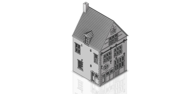 stadt haus historisch dorf aachen 187 aix la chapelle dom keller fablab ho rahmen modell zug herstellung eisenbahn stadthaus gebäude strukturen architektur 3d print model - Mito3D