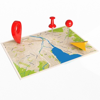 city map abstract Gadget road fold cartoon geotag location gps navigation arrow set 3dmodel 3d print model - Mito3D