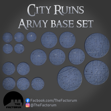 city ruins army base set supported game 40k warhammer 25mm 32mm 40mm 60mm bases basing wargaming sci-fi 3d print model - Mito3D