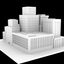 city scape architecture building poly buildings cityscape landscape house office bank hotel residential 3d print model - Mito3D