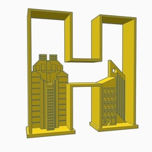 şehir silüeti mektup mektuplar h skyline binalar art dekorasyon hediye manzara 3d print model - Mito3D