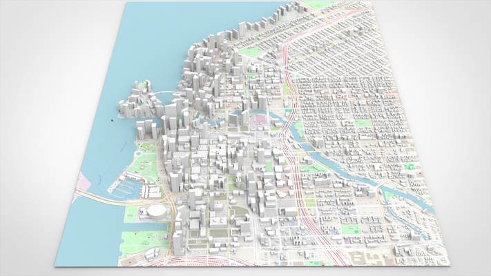 stadtbild miami usa portland stadt dorf hauptstadt straße block gebäude wolkenkratzer haus außen architektur drucken spiel meer wahrzeichen flughafen innenstadt 3d print model - Mito3D