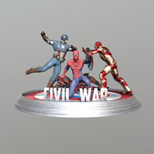 civil war marvel - spiderman ironman capitn america deadpool scene gadget captain 3d print model - Mito3D