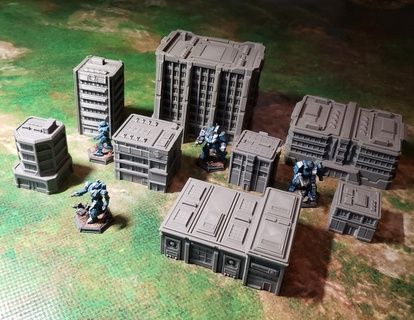 civilian buildings set alpha strike hexless btech 6mm terrain battletech alphastrike scifi 3d print model - Mito3D