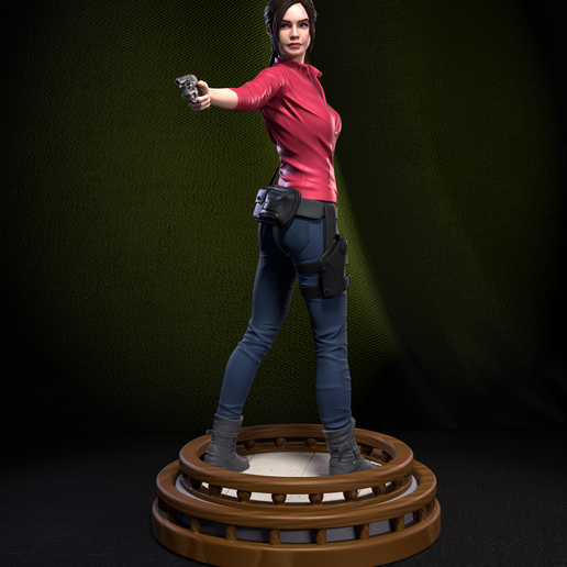 Claire Redfield arte residente 2 refazer residen Kennedy wong pistola estatueta zumbi mulher 3D print model - Mito3D