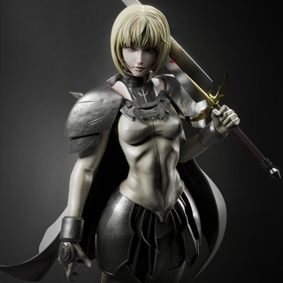 clare 3d print claymore anime 3dart 3dmodel female warrior sword statue knight bladed weapon crusader armour shield wonder hero 3d print model - Mito3D