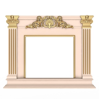 classic fireplace 05 classical stone marble hearth cnc 3d model wood gold 3d print model - Mito3D
