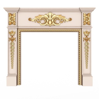classic fireplace 06 classical stone marble hearth cnc 3d model wood gold 3d print model - Mito3D