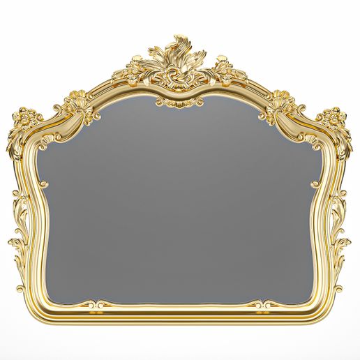 classic frame mirror architecture gold baroque wall decoration 3D print model - Mito3D