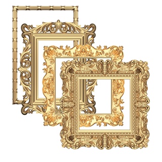 klassisch Rahmen Spiegel Sammlung Bild Holz Gold Museum retro Jahrgang Antiquität uralt Galerie Design Innere Carving Barock Rahmung 3d print model - Mito3D