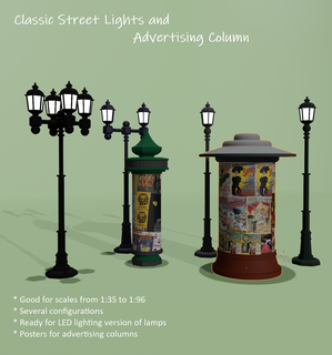 clásico calle luces publicidad columna ho 1 43 64 72 87 35 28 mm 48 50 60 76 100 lámpara morris polo infraestructura ciudad moderno 96 28mm 3d print model - Mito3D