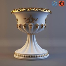classic vase artwork statue white golden pattina luxury plant architectural decoration 3d print model - Mito3D