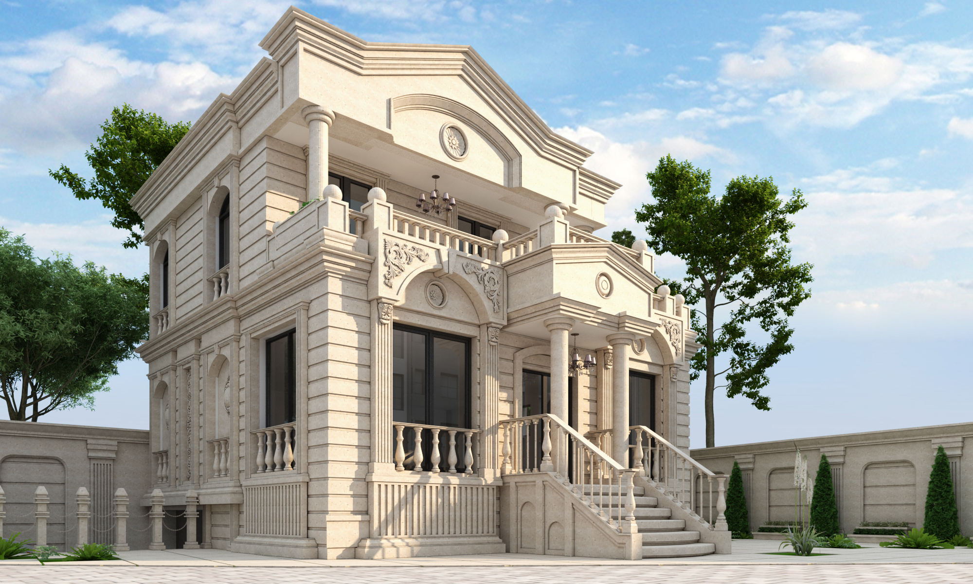 classic villa building 3D print model - Mito3D