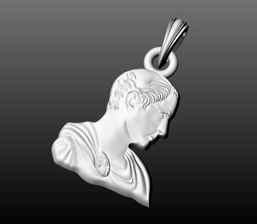 classical caesar roman bust pendant rome character art jewelry fashion sculpture statue emperor empire head gold julius cesar ring ancient 3d print model - Mito3D