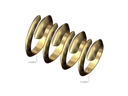 Klaue Bypass Mode Band us Größen 6to9 3d drucken Modell Gold Silber druckbar Schmuck Stapler stapelbar Luxus Aussage einfach geometrisch gerundet öffnen Ring 3d print model - Mito3D