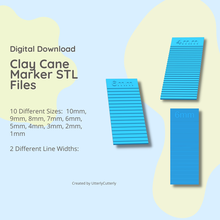 clay cane marker guides- stl digital file download- 10 sizes embossed 3d print model - Mito3D
