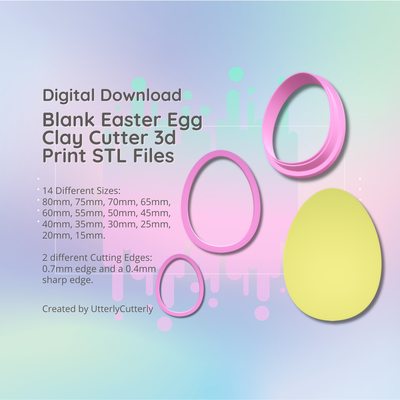 clay cutter stl file - easter egg spring earring digital download- 14 sizes 2 versions cookie polymer geometric embossed hexagon utterlycutterly utterly cutterly fondant organic shape indie fashion 3d print model - Mito3D