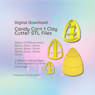 clay cutter stl file candy corn 1 - halloween earring digital download- 10 sizes 2 versions cookie polymer geometric embossed hexagon utterlycutterly utterly cutterly fondant organic shape indie fashion 3d print model - Mito3D