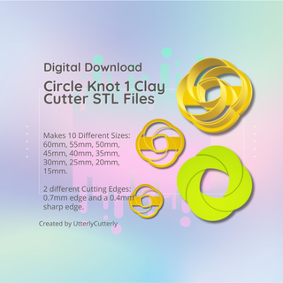 argile coupeur stl fichier cercle nœud 1 boucle d'oreille numérique download 10 tailles 2 versions biscuit 3d print model - Mito3D