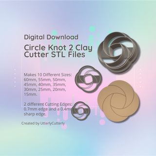 argile coupeur stl fichier cercle nœud 2 boucle d'oreille numérique download 10 tailles versions biscuit 3d print model - Mito3D