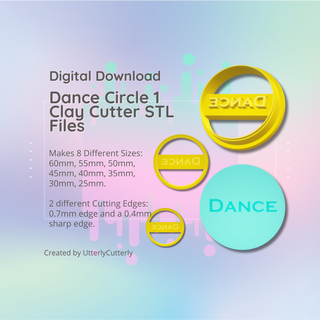 clay cutter stl file dance circle 1 - earring digital file download- 8 sizes 2 cutter versions cookie cutter  3d print model - Mito3D